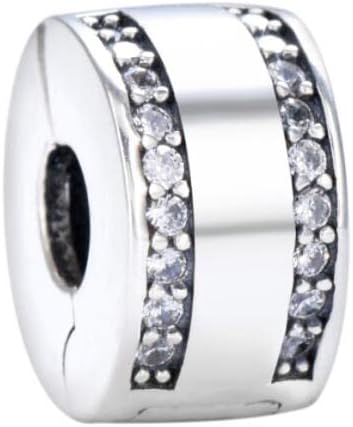 2pc Clip Spacer Charms Bracelets for Women 925 Sterling Silver Blue White Crystal Clip Lock Spacer Stopper Charm Bead for Bracelet - Image 2