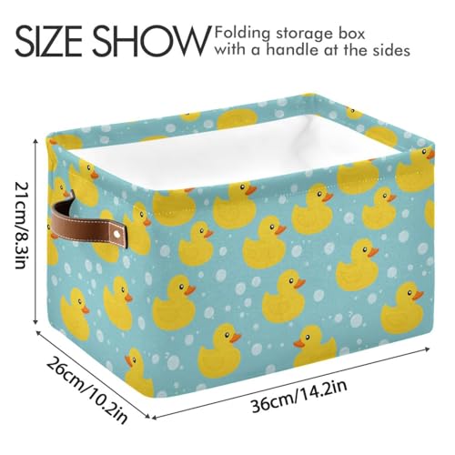 Image of Aslsiy Storage Basket Cute Yellow Ducks-2 Nursery Bins Baby Canvas Box Clothes Shelf Basket Laundry Hampers 1 Pcs