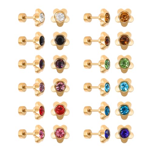 Boucles d'oreilles en acier avec pierre de naissance à offrir pour un anniversaire