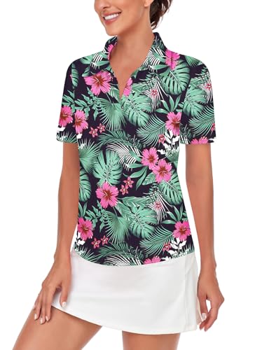 Image of Cucuchy Womens V Neck Golf Polo Shirts Moisture Wicking Sports Workout Tops