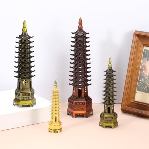 Estatua de Pagoda China Metal 5.1" Miniatura Decoración miniatura 4