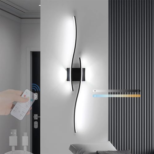 Apliques de pared USB recargables de metal negro de 60 cm para salones modernos 1