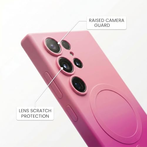 Image of amazon basics Gradient Mag-Safe Case for Samsung Galaxy S22 Ultra | Soft Silicone Shockproof Cover with Camera Protection | Slim Lightweight Design | Smooth Touch & Durable - Light and Dark Pink