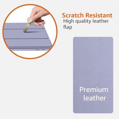 Image of Amazon Basics Smart Case for Apple iPad Air 11 Inch M2 2024, Air 6th /5th Gen 2022 /4th Gen 2020 | Trifold Stand with Pencil Holder, Transparent Back Flip Cover (Lavender)
