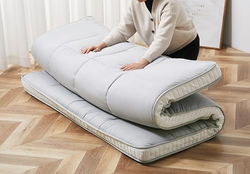 Ytaoeo Futon Matratze 100 x 200 cm klappmatratze 10cm Dicke Japanische Bodenmatratze Faltbare matratze Atmungsaktive Bodenliege Gästebett für Camping Couch (Grau, Twin-Matratze)