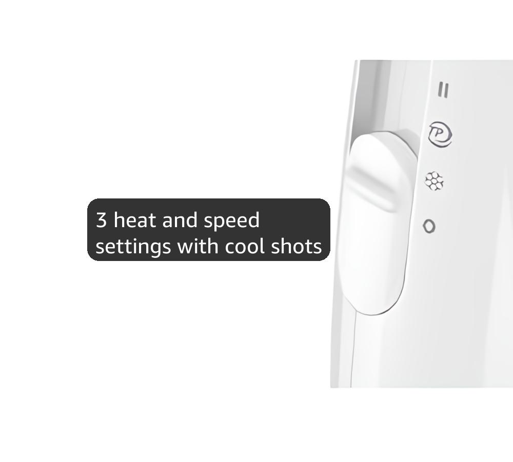 Philips India's No.1 Hair Styling Brand - Foldable Hair Dryer 1200W,Fast Blow Dry, 2 Heat Settings, ThermoProtect Tech, Travel-Friendly, Quick Dry, Frizz Control,For Indian Hair,HP8120/00 Pink,White