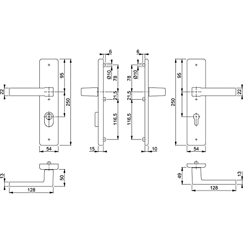 HOPPE Austin 11758855 SH Handle Set on Plate PZ 92, RC2, Door Thickness 67-72, Matte Black, 67-72 mm, Türstärke 67 - 72 mm | RC2 - Image 2
