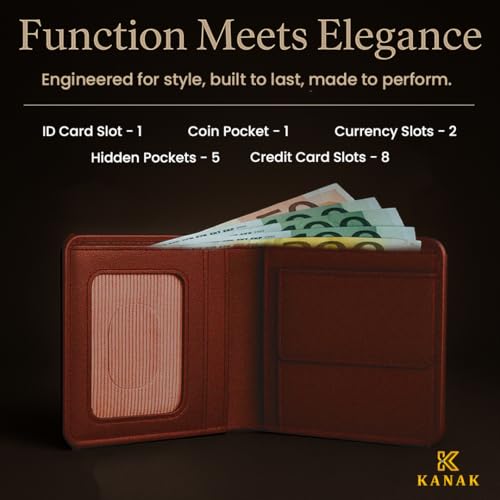 -Prince Wallet, Genuine Leather Wallet,Bifold Men's Wallet, Safe Card Case, Versatile and Minimalist Wallet for Men, 3.94 inches x 3.74 inches x 0.89 inches (BROWN)3
