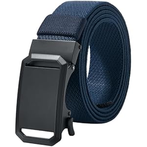 LionVII Ratchet Elastic Stretch Belts, 1 3/8″ Slide Belt for Men with Automatic Buckle for Men, Trim to Fit 27-49″ Waist