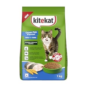 Kitekat Adult (1+ Years) Dry Cat Food, Ocean Fish Flavour, 1kg | Complete and Balanced Nutrition