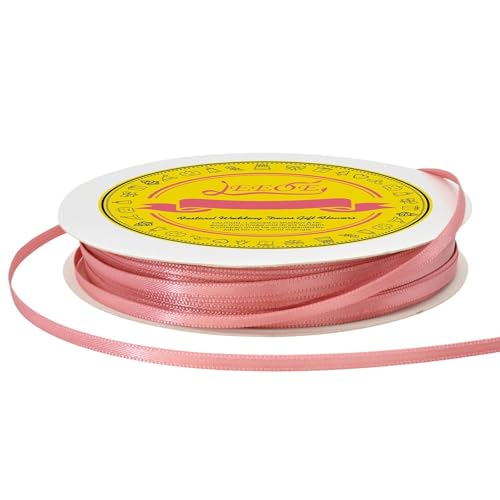 Image of Double Face Dusty Rose Satin Thin Ribbon 1 /8 inch X 100 Yards Polyester Dusty Rose Ribbon for Gift Wrapping Very Suitable for Weddings Party Hair Bow Invitation Decorations and More