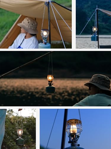 CAMPINGMOON Mini Gas Camping Lantern with Hanging Chain & Hard Case – 80W Equivalent Brightness, Adjustable Dial, Outdoor Portable Butane Lamp for Hiking, Backpacking, Emergency, Tent Lighting T-4 - image 6