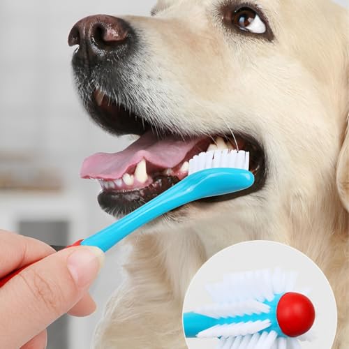 Image of 2 Pcs Dog Toothbrush Double Headed pet Toothbrush Soft 360 Degree Dog Tooth Brush Double-Headed Design Brush Head for Small and Large Dogs Cats Puppy Teeth Cleaning