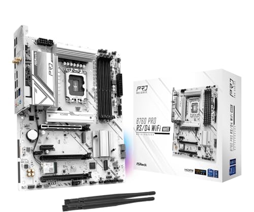 ASRock B760 Pro RSD4 WiFi White ATX Motherboard | Supports 14th/13th/12th Gen Intel | DDR4 5333+ (OC) | WiFi 6E | 2.5G LAN | White Design | Pre-Installed I/O Shield