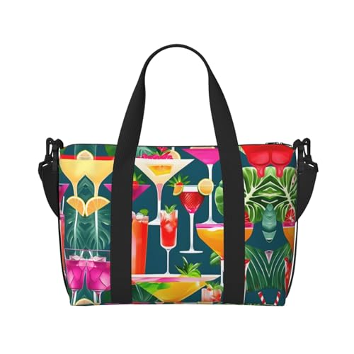 Tropical Cocktail print Travel Duffel Bag,workout duffel bag, overnight shoulder Bag,Weekender Bag for Women Men2