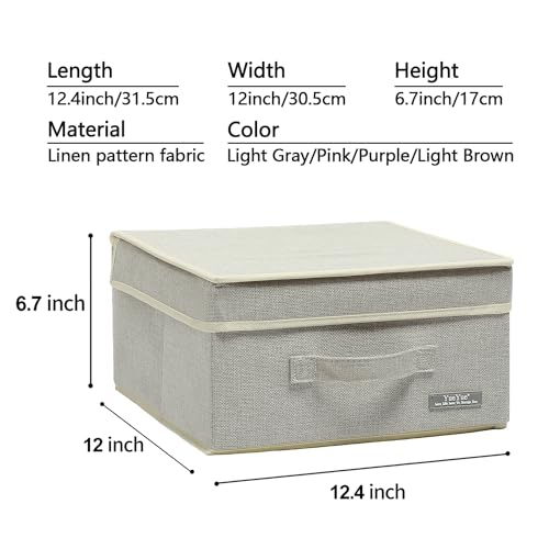 Image of YueYue Foldable Fabric Closet Organizer Bins Box Storage - 4 Pack 12.4 X 12 X 6.7 Inch Storage Bins With Lids 4 Light Color Basket Boxes - Bins Storage Box Collapsible Cloth Home Lid