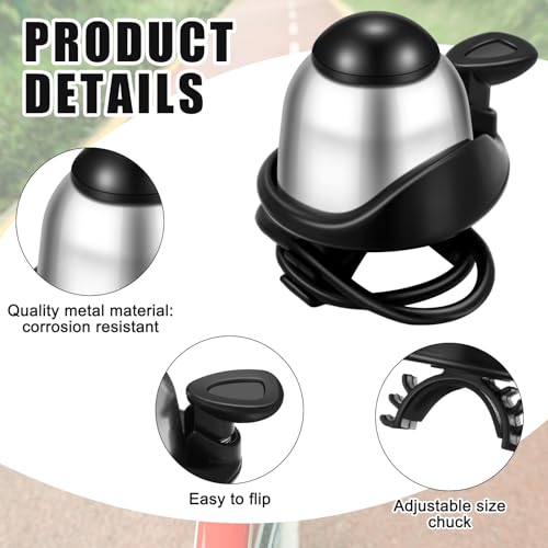 Mudder 2 Pcs Bike Bell Adjustable Aluminum Mini Bicycle Cycling Bell Horn with Loud Sound for Adults Road Bike Mountain Sports(Silver) - Thumbnail 3
