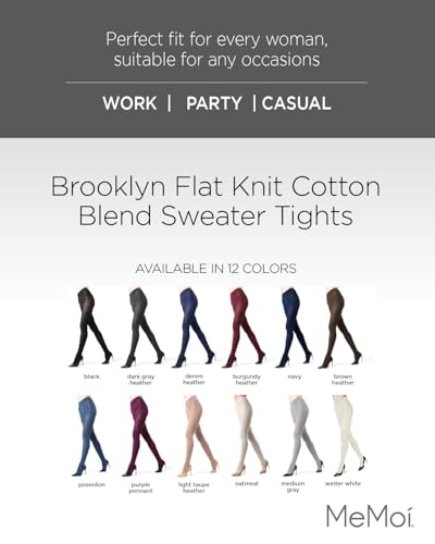 MeMoi Brooklyn Flat Knit Cotton Tights for Women, Cozy and Stretchy Soft Sweater Tights - Sizes XS to 5x-6x2