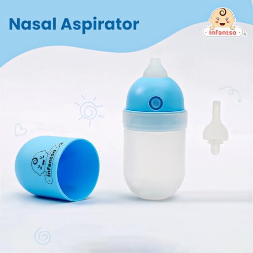 Image of Infantso (2-in-1) Nose Cleaner | Baby Nasal Aspirator | Gentle Suction for Blocked Nose | Soft Silicone Tip, Safe & Hygienic | Easy to Use for Newborns, Mucus Sucker for Congestion & Cold Relief (Made in Taiwan)