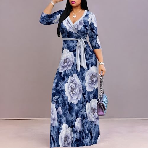 Image of PinkPatty Plus Size Maxi Dress for Women 3 /4 Sleeve Casual Long Dress