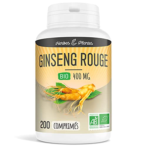 Herbes Et Plantes Ginseng Rouge Bio 200 Comprimés 400 mg