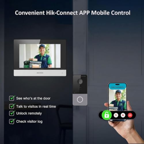 Image of HIKVISION IP Video Door Phone Kit with DS-KH6320-WTE1 7-Inch Indoor Monitor and DS-KV6113-WPE1 Villa Door Station, Wi-Fi, PoE, Two-Way Audio