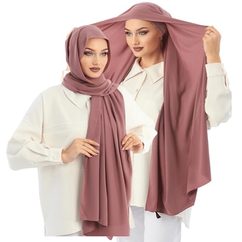 Instant Hijab Scarf For Women - Premium Heavy Crepe (Medina) Head Scarf Wrap - Practical Muslim Instant Hijab