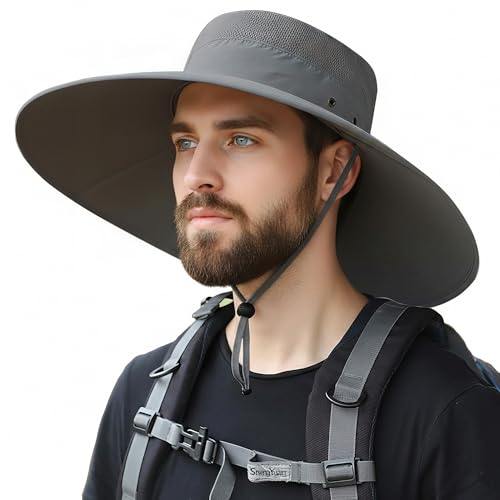 Image of HUAMULAN Wide Brim Sun Hats Men and Women Bucket Safari Fishing Hat for Hiking Garden Lawn Work Camping Outdoor