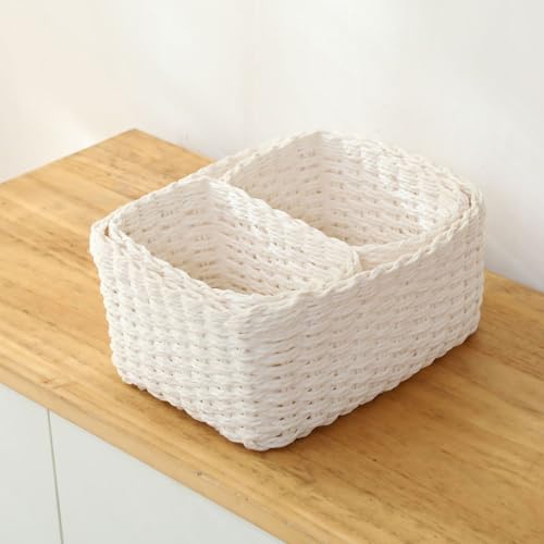 Panier de rangement papier tissé chambre organisation conteneur maison - 6