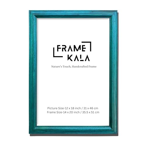 Image of Handcrafted Blue Wooden Photo Frame, 12x18-inch Display for Artworks, Pictures, Photos, Frame for Wall, Home, and Office Decor - A3 Size Display