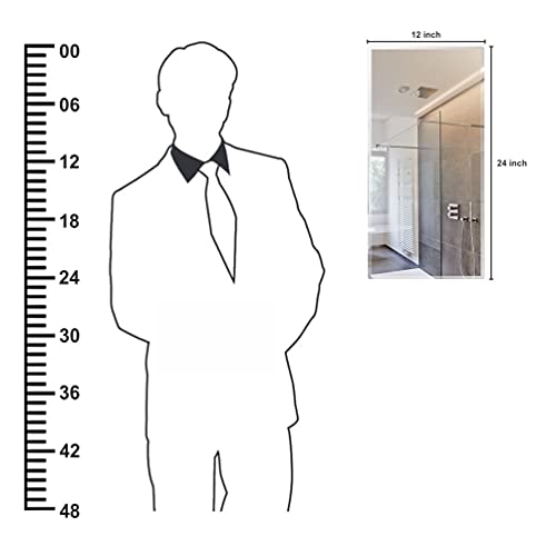 Image of Creative Arts n Frames 5mm 30x60 cm Long Beveled Smooth Edges Frameless Rectangular Wall Mount HD Mirror for Bedroom Bathroom Living Room Home Office Decor Items (12x24 inch HD Beveled Mirror)