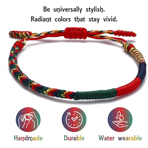 LUCKY BUDDHIST Handmade Bracelet + Buddhist Gift! Tibetan Good Luck String Armband. for Women, Men, Teens. Adjustable Size! Friendship Present. Handcrafted Rope Woven Chakra Wristband - Image 5