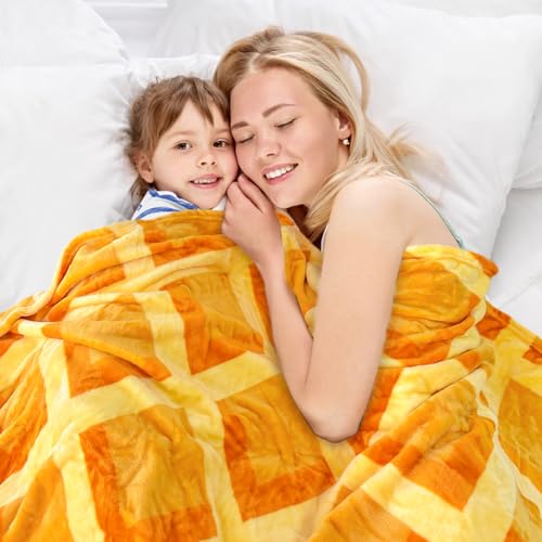 Image of Bnuitland Waffle Funny Blanket, 300 GSM Double Sided Giant Funny Novelty Realistic Food Blanket for Adults and Kids, Super Soft Flannel Throw