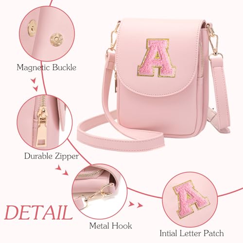 Image of Viverte Crossbody Purse for Teen Girls Small Initial Cell Phone Toddler Purse Leather Triple Compartment Crossbody Bags