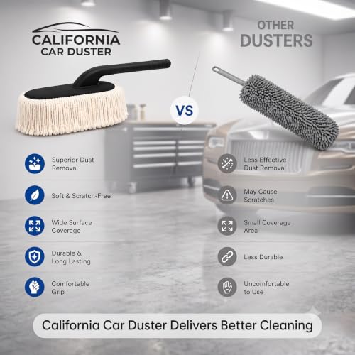 Image of Car Duster Brush with Extendable Handle | Soft Cotton Car Cleaning Duster | Scratch Free Dust Remover for Car, SUV, Bike & Home | Reusable Washable Cleaning Brush