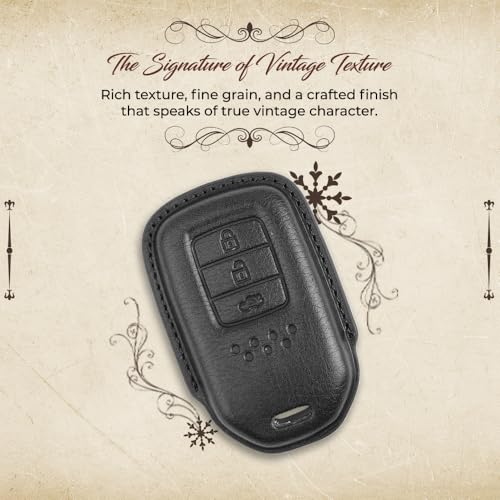 Image of keyzone dual leather key cover for Honda City, Accord, Amaze, CR-V, WR-V 3 button smart key