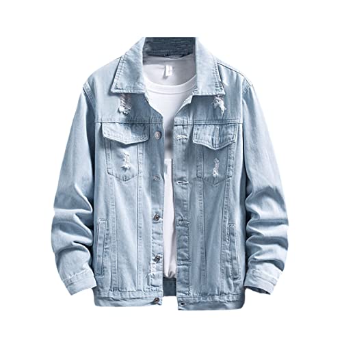 Veste classique en jean bleu homme vêtement mi-saison en coton souple