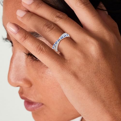 925 Sterling Silver Stackable Rings for Women Cross Line Wedding Band Promise Engagement Anniversary Half Eternity Ring Birthstone Jewelry Gifts for Women Size 5-103