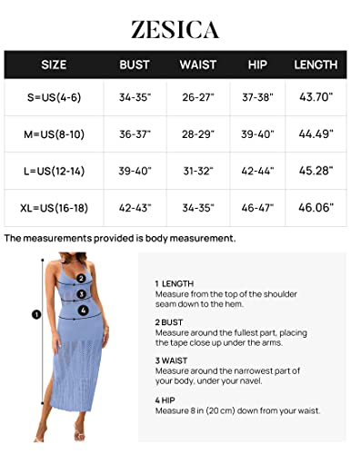 Zesica Women's Sexy V Neck Sleeveless Beach Dress Spaghetti Strap Hollow Out Side Slit Bodycon Midi Dresses,Blue,Medium #TOP4