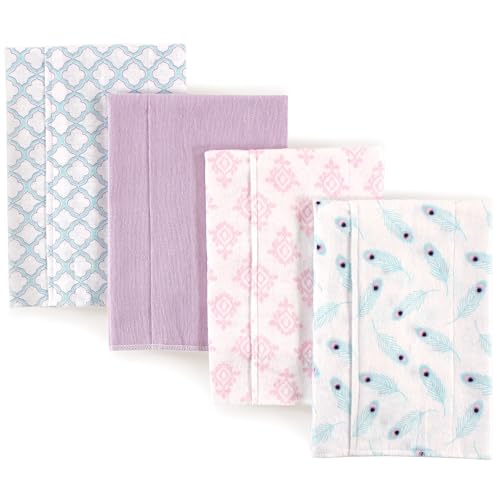 Image of Hudson Baby Cotton Poly Flannel Burp Cloths Multipack, Peacock Feather 8-Pack, One Size