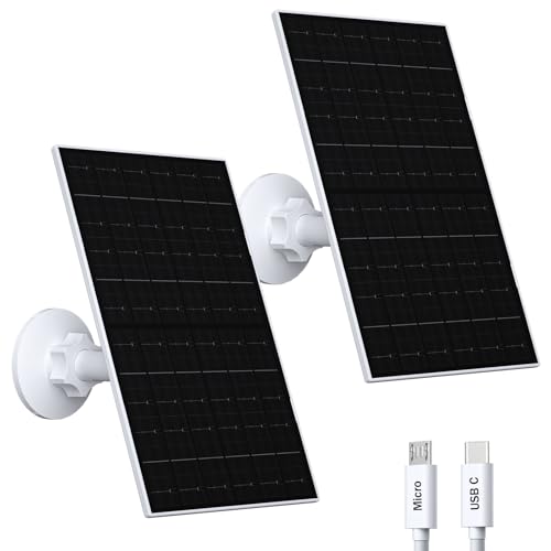 Zivif 7W Solar Panel for Eufy Camera 5V USB/Type-C Solar Charger Compatible with EufyCam 2/2 Pro/2C/2C Pro/E20/E40/E Adjustable Mount Waterproof 7.2ft Cable 2 Pack