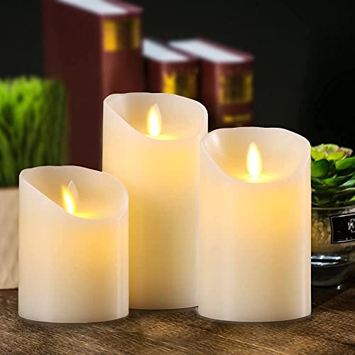 Image of LTETTES Flameless Frosted Plastic Pillar LED Candles| 2 AA Battery Operated | Decorative Candles for Home Decor, Party & Indoor Outdoor Use | Set of 3 with Remote