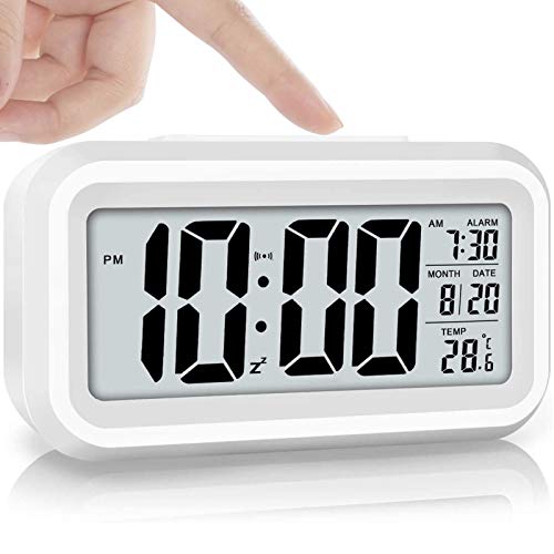 Digitaler Wecker LED-Anzeige für Schlafzimmer 4,5" LCD-Display Nachttischwecker Batteriebetrieben mit Schlummerfunktion, Hintergrundbeleuchtung, Nachtlicht, Datum und Temperatur, Sleep-Timer Cover