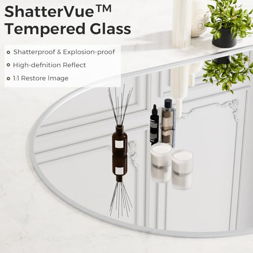Image of Koonmi 30 inchx71 inch Arched Full Length Mirror, Silver Large Floor Mirror with Aluminum Alloy Frame, Standing Hanging or Leaning Wall-Mounted Full Body Mirror for Living Room and Bedroom