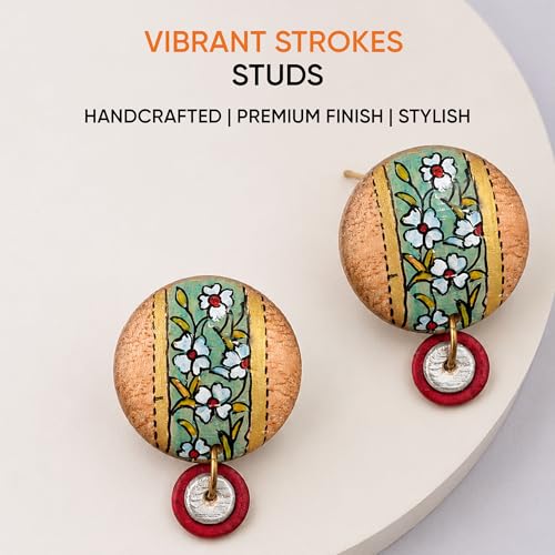 Image of Handcrafted Artistic & Tribal Earrings Collection for Women - Bohemian, Floral, Wooden & Ethnic Statement and Stud Designs