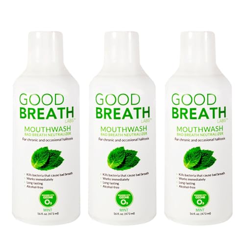 Goodbreath Mouthwash - Mint Mouth Rinse for Chronic Halitosis - New Ozone Technology Oral Rinse - Halitosis Treatment & Bad Breath Neutralizer - Mouthwash for Gum Diseases - Alcohol-Free | 3 Pack
