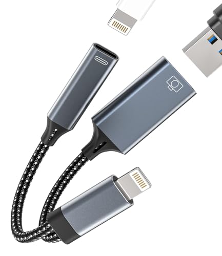 USB to Lightning�A�_�v�^�[�h���O�� �Ή�iPhone OTG�X�v���b�^�[ �[�d�P�[�u�� �Ή�iPhone 12/11/13 Pro/7/8 Plus�A�Ή�iPad �Ή�apple�F�؍� �J���� �X�e�B�b�N USB������ �J�[�h���[�_�[ �}�E