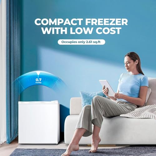 Image of Electactic 1.1 Cu.ft Small Freezer, Mini Upright Freezer with 7 Adjustable Thermostat, Removable Shelves, Reversible Single Door, for Bedroom /Home /Dorms /Apartment (White)