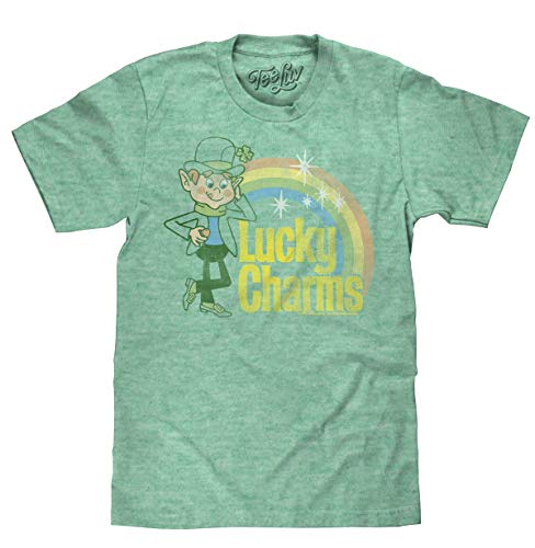 Tee Luv Big and Tall Lucky Charms T-Shirt - Lucky The Leprechaun Cartoon Mascot Shirt (Kelly Heather) (3XLT)