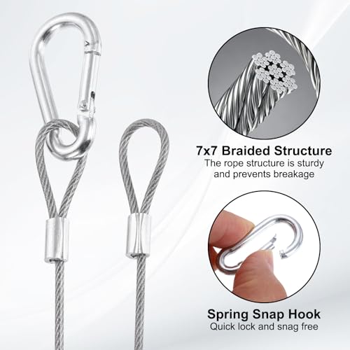 Câbles de sécurité en acier inoxydable 304 PATIKIL avec boucles à ressort robustes